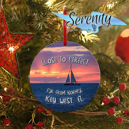 Vista 4 de Locations Adorno de cerámica para árbol de Navidad Key West Florida