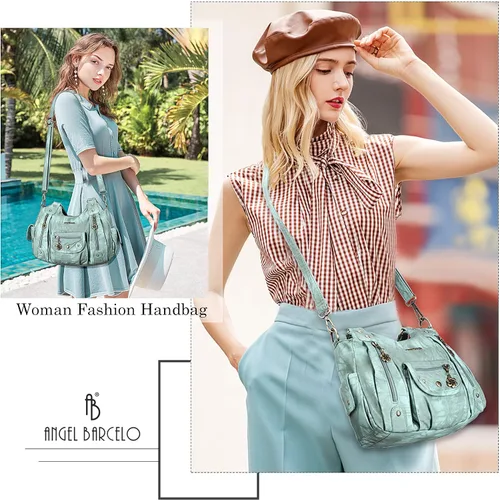 Vista 6 de Angel Barcelo Bolsos de cuero sintético para mujer, bolso de hombro, a la moda, bolsas para niñas