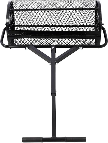 Vista 5 de Esparcidor de compost, rodillo esparcidor de estiércol de turba de 24 pulgadas con mango ajustable en forma de T, esparcidor de malla metálica