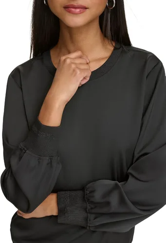 Vista 5 de Karl Lagerfeld Paris Blusa con logo para mujer, Negro