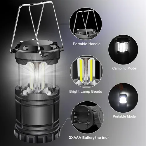 Vista 3 de EXTRASTAR Paquete de 2 luces LED operadas por batería, lámpara portátil de batería para supervivencia, linterna de camping impermeable, adecuada