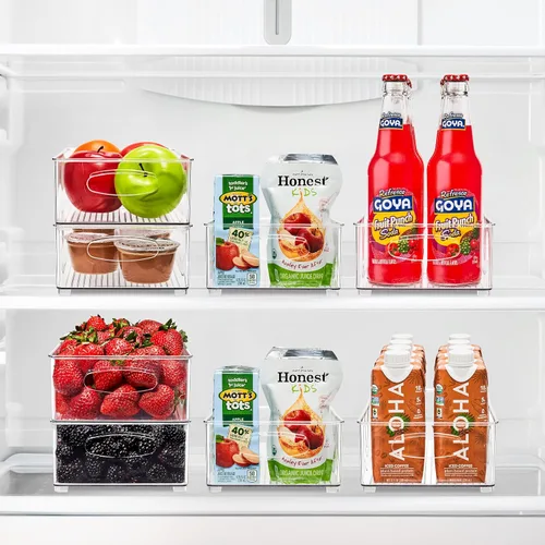 Vista 2 de Sorbus Contenedores organizadores apilables para refrigerador, contenedores de almacenamiento transparentes para despensa de cocina, congelador