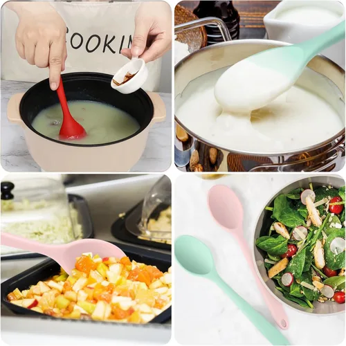 Vista 6 de Vituer - Juego de 7 cucharas de silicona para servir, resistentes al calor, cucharas de cocina antiadherentes para cocinar, cucharas de servir