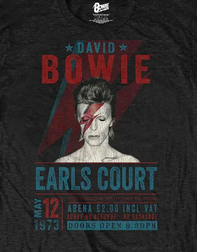 Vista 3 de David Bowie Earls Court '73 Eco-Tee Vintage Camiseta Hombre Negro