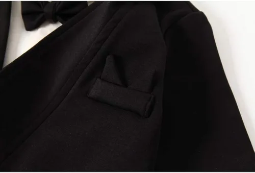 Vista 6 de Abolai Traje de boda de una sola pieza con chaleco a rayas para bebé niño