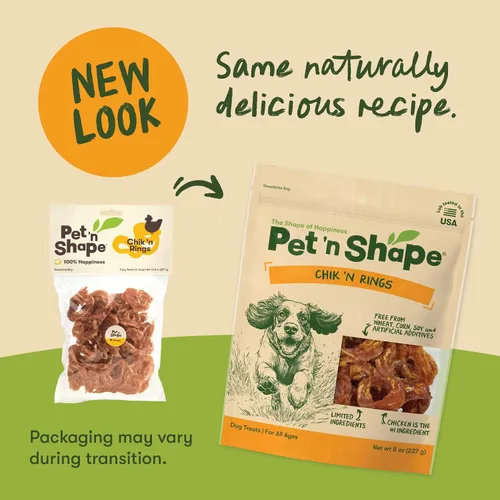 Vista 3 de Pet 'n Shape Chik 'n Rings - Golosinas de carne seca para perros, 8 onzas