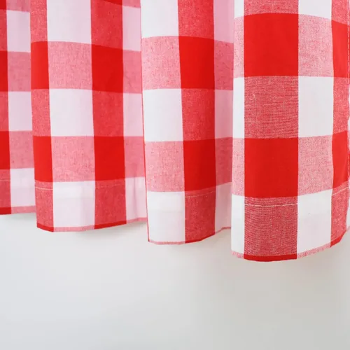 Vista 75 de Cenefas de cortina para ventana de 16 pulgadas de largo, 2 paneles de cuadros búfalo, cortinas pequeñas con bolsillo para barra, estilo clásico