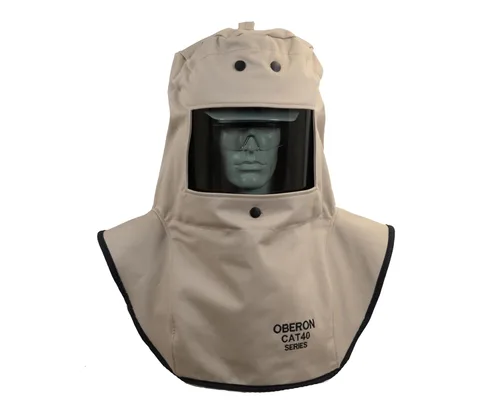 Vista 8 de Oberon Arc Flash Hood 40 Cal Incluye Capucha y Casquillo Duro Canadiense Serie CAT