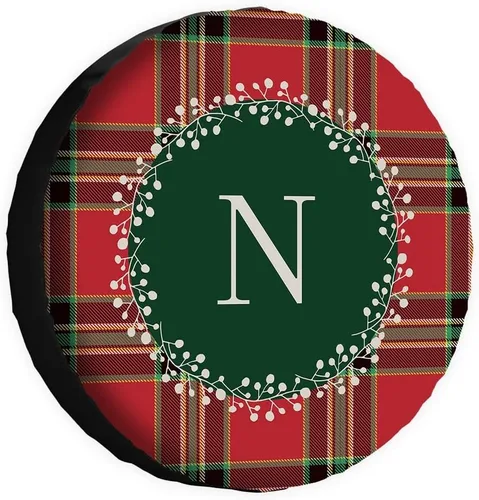Vista 16 de Buffalo Check Plaid Initial Spare Tire Cover Monogram Letter A Wheel Protectors Covers Water Dust Proof 14 Inch Wheel Covers Universal for Trailer