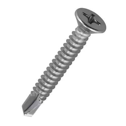 Vista 11 de Tornillos de chapa de cabeza plana Phillips #6 x 1, tornillos autoperforantes de acero inoxidable 410 para metal, cabeza avellanada, Phillips Drive