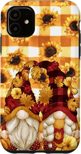 Vista 8 de iPhone 16 Autumn Fall Gnome Pumpkin Buffalo Plaid Pattern Sunflower Case