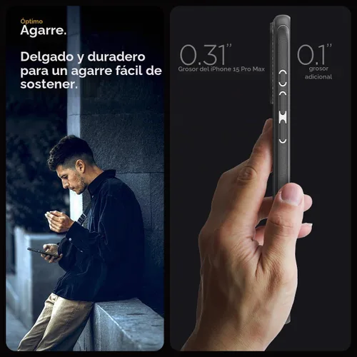 Vista 4 de Spigen Mag Armor MagFit - Funda diseñada para iPhone 15 Pro Max (2023) [protección de grado militar] compatible con MagSafe - negro mate