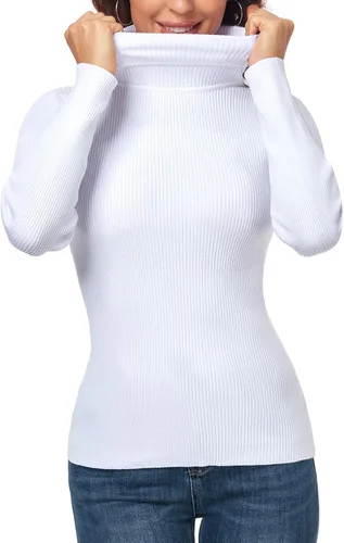 Vista 6 de nine bull Suéter de punto de cuello alto elástico básico sólido para mujer