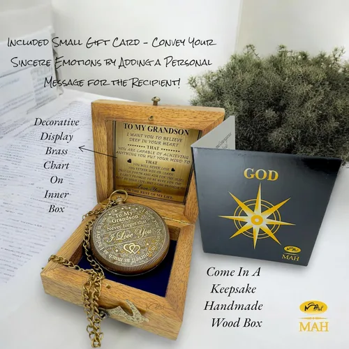 Vista 6 de Brass Compass Gift to My Son Never Forget I Love You, Sentimental Keepsake from Mom Dad Grandparents, Inspirational Guidance Compass Gift for Son