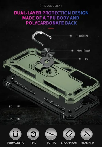 Vista 4 de ADDIT Funda S22 para Samsung Galaxy S22, con anillo de soporte, soporte ajustable, grado militar, protección resistente, a prueba de golpes