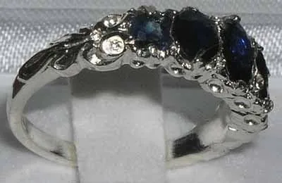 Vista 3 de Anillo de plata de ley 925 auténtica auténtica zafiro para mujer