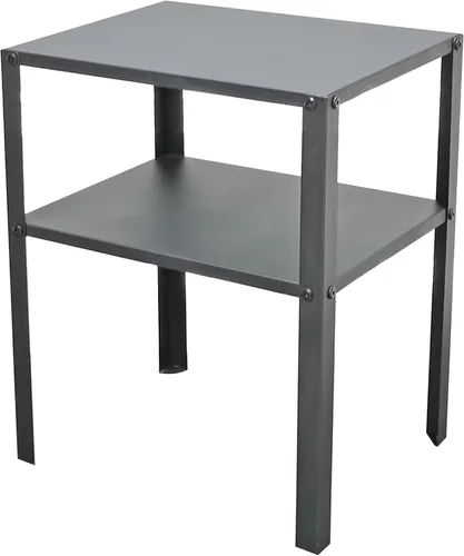 Vista 6 de FixtureDisplays® Mesita de noche de metal negro de 2 niveles, 14 pulgadas de ancho x 11 pulgadas de profundidad x 17 pulgadas de alto, elevador