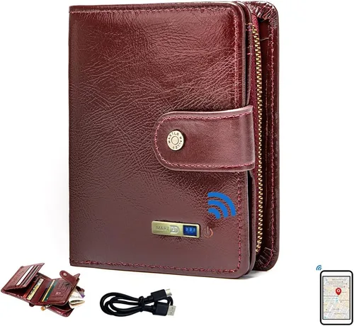 Vista 7 de Anti-perdida Bluetooth Carteras Tracker Billetera Posición Registro Vía Teléfono GPS Carteras Para Hombre Billeteras Bifold Cuero