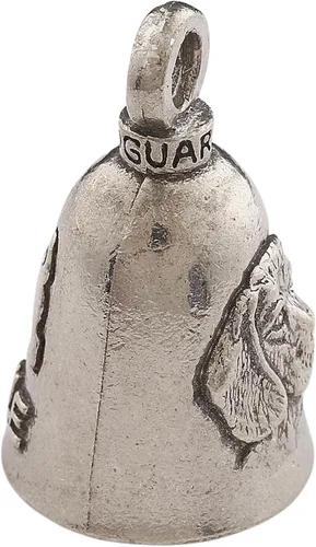 Vista 2 de Guardian Bell Dog Good Luck Bell con llavero y bolsa de regalo de terciopelo negro Campana de motocicleta Peltre sin plomo Hecho en Estados