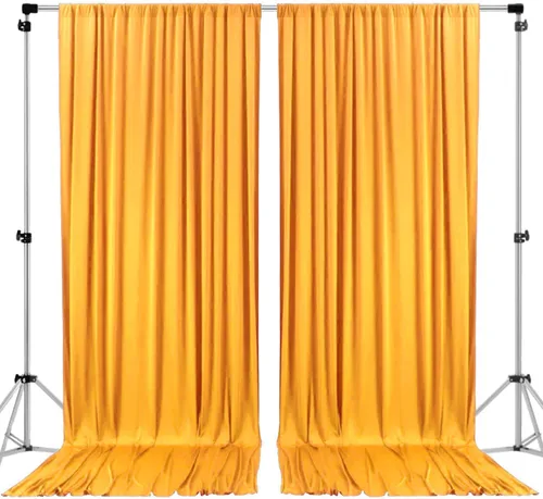 Vista 32 de AK TRADING CO. Cortinas de telón de fondo de poliéster beige de 10 x 10 pies con bolsillos para varillas - Cortinas para decoración de ventanas