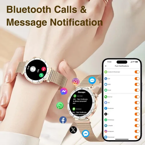 Vista 5 de Smart Watches for Women (Answer/Make Calls),1.19" AMOLED Slim Smartwatch with Heart Rate/Sleep Monitor,120+ Sport Modes Fitness Tracker with Rose