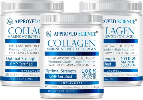 Vista 9 de Approved Science Colágeno en polvo – Péptidos de colágeno hidrolizados sin sabor para mujeres y hombres – de origen marino – cabello, piel, uñas