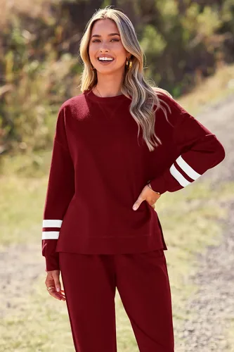 Vista 106 de Prettygarden - Conjunto de pijama de dos piezas para mujer, diseño de teñido anudado, sudadera informal de manga larga con pantalones largos, ropa