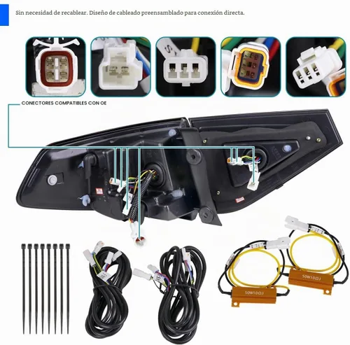 Vista 4 de SPEC-D TUNING - Luces traseras secuenciales negras con barra LED roja