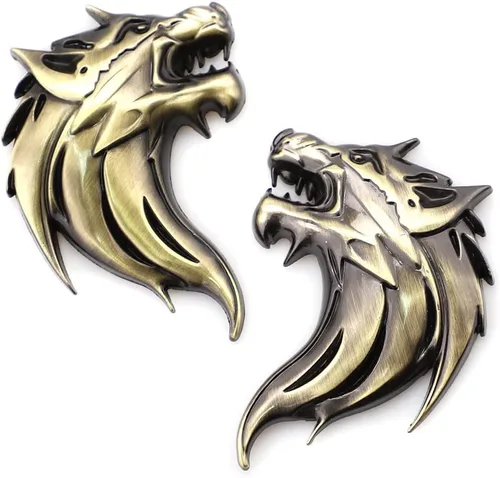 Vista 13 de 2 piezas Cool Wolf Head Car Side/Rear / Front Decor Badge Emblema 3D Autoadhesivo Placa Adhesiva para Coche (negro)