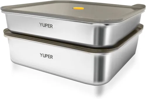 Vista 8 de YUPER Recipientes de alimentos de acero inoxidable, recipientes de preparación de comidas, recipiente para sándwich de queso y tocino