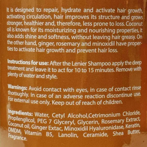 Vista 3 de Lenier Tratamiento Crece Mas con jengibre, coco, romero y minoxidil 60 onzas