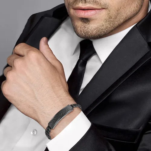Vista 5 de Pulseras para hombre, acero inoxidable, cierre plegable, cadena cubana, pulsera para hombre