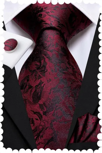 Vista 53 de Hi-Tie Conjunto de corbatas de seda con estampado paisley para hombre, pañuelo de bolsillo y gemelos, conjuntos de corbata formal para negocios a