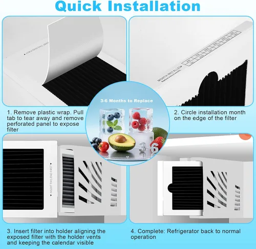 Vista 9 de Paquete de 6 filtros de aire de repuesto de alta calidad para refrigerador, filtro activado por carbón compatible con Frigidaire PAULTRA Pure Air