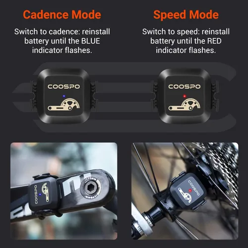 Vista 3 de COOSPO Sensor de cadencia y velocidad para ciclismo, Bluetooth inalámbrico y sensor de RPM de bicicleta ANT+ para computadoras de ciclismo