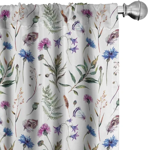 Vista 20 de Ambesonne Paquete de 2 cortinas para ventana con estampado de hojas, arte botánico con hojas, mosaico, detalles cuadrados cúbicos, naturaleza
