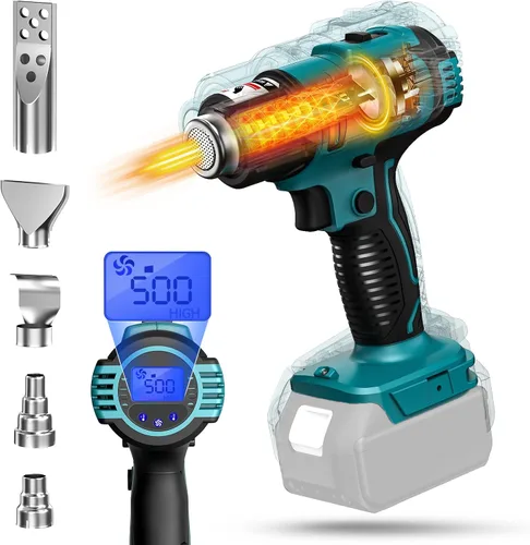 Vista 9 de LIVOWALNY Pistola de calor compatible con batería Milwaukee de 18 V (solo herramienta) Pistola de calor inalámbrica de 350 W de 122 ℉ ~ 1022 ℉