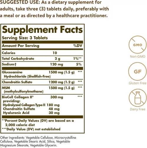 Vista 7 de Solgar tabletas de Glucosamina de ácido hialurónico condroitín sulfato MSM (sin ostras), SF0018977, 1, 1