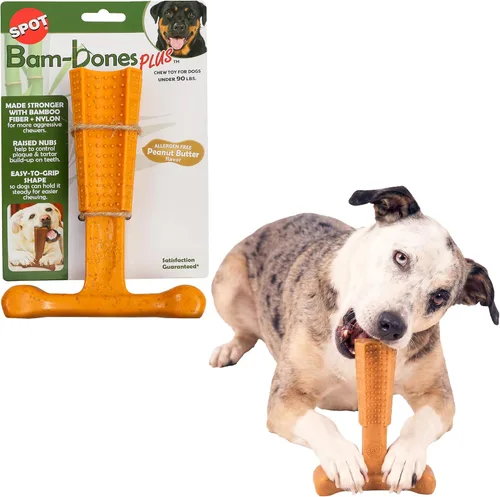 Vista 19 de SPOT Bam-Bones Plus T Bone - Juguete masticable de fibra de bambú y nailon para perros masticadores moderados a agresivos, duradero y sin astillas