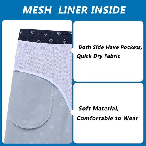 Vista 5 de Biwisy Mens Swim Trunks Quick Dry Beach Shorts Mesh Lining Swimwear Bathing Suits with Pockets