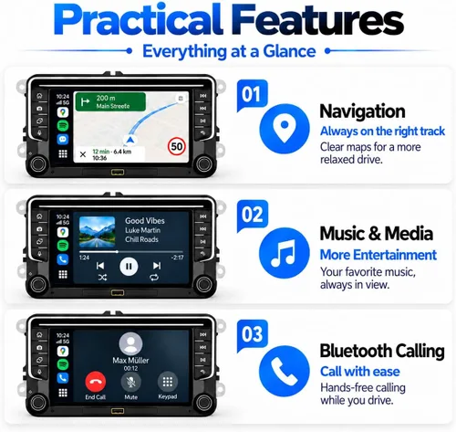 Vista 8 de [Actualización] YZKONG - Estéreo de coche compatible con VW Passat Golf MK5 Jetta Caddy EOS Tiguan con Carplay inalámbrico Android Auto IPS pantalla