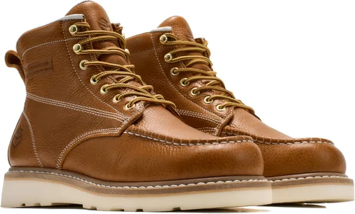Vista 4 de SUREWAY Men's 6 Inch Moc Toe Work Boots Soft Toe,Full Grain Leather,Goodyear Welt Work Boots