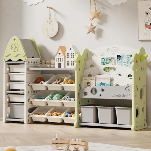 Vista 11 de Pipleo Organizador de almacenamiento de juguetes para niños con 12 contenedores extraíbles, organizadores de juguetes y almacenamiento