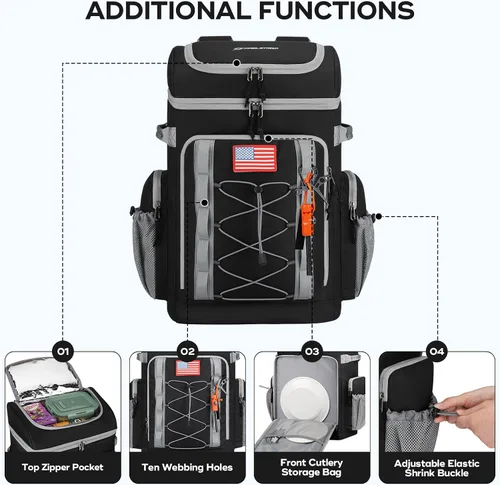 Vista 5 de Maelstrom Mochila enfriadora, mochila térmica suave con aislamiento para 50 latas, portátil, ligera, a prueba de fugas, enfriador de playa de gran