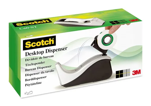 Vista 3 de Scotch Dispensador de cinta en plata con 1 rollo de cinta mágica Scotch 0.748 in x 108.3 ft