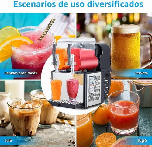 Vista 8 de Garvee Máquina de granizado comercial de doble tanque 4L × 2, grado comercial de 370 W, acero inoxidable autolimpiante, operación simultánea de dos