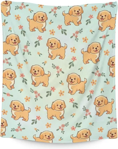 Vista 8 de Golden Retriever - Manta de regalo de 30 x 40 pulgadas, lindas mantas para mujeres y niñas, mantas de felpa suaves azules para sofá, oficina