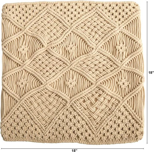 Vista 2 de Nearly Natural Funda de almohada decorativa de macramé de 18 pulgadas