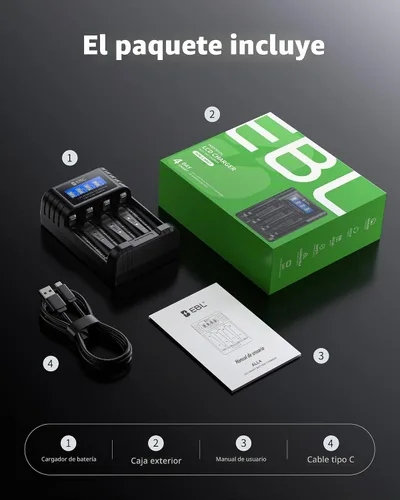 Vista 8 de EBL Cargador de batería universal, cargador de batería AA AAA de 1.5 V y 1.2 V con carga rápida tipo C, ranura independiente para baterías AA AAA