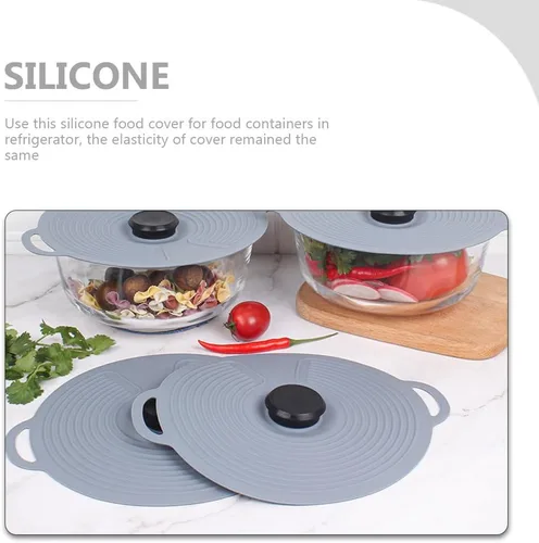 Vista 5 de Tapa universal de silicona para ollas y cuencos, reutilizable, elástica, cubierta de almacenamiento de alimentos, resistente al calor, tapa